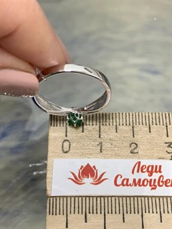 *Кольцо р.18,5 Изумруд цв Белое арт 1-207254-00-01-485 вес 2,12 г - фото 183039