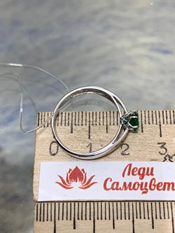 *Кольцо р.18,5 Изумруд цв Белое арт 1-207254-00-01-485 вес 2,12 г - фото 183041