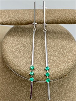 *Серьги Изумруд цв Белое арт 2-107-481-01-421 вес 2,9 г - фото 183053