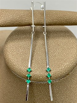 *Серьги Изумруд цв Белое арт 2-107-481-01-421 вес 2,9 г - фото 183055