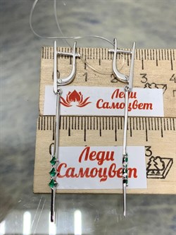 *Серьги Изумруд цв Белое арт 2-107-481-01-421 вес 2,9 г - фото 183058