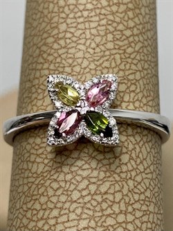 *Кольцо р.18,5 Турмалин цв Белое арт 1-208409-00-60-185 вес 2,22 г - фото 183067