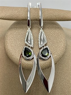 *Серьги Зеленый Турмалин цв Белое арт. 2-208185-00-18-125 вес 7,34 г - фото 183100 *Серьги Зеленый Турмалин цв Белое арт. 2-208185-00-18-125 вес 7,34 г - фото 183100