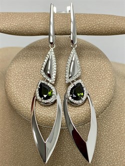 *Серьги Зеленый Турмалин цв Белое арт. 2-208185-00-18-125 вес 7,34 г - фото 183101 *Серьги Зеленый Турмалин цв Белое арт. 2-208185-00-18-125 вес 7,34 г - фото 183101