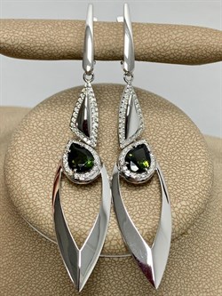 *Серьги Зеленый Турмалин цв Белое арт. 2-208185-00-18-125 вес 7,34 г - фото 183103 *Серьги Зеленый Турмалин цв Белое арт. 2-208185-00-18-125 вес 7,34 г - фото 183103