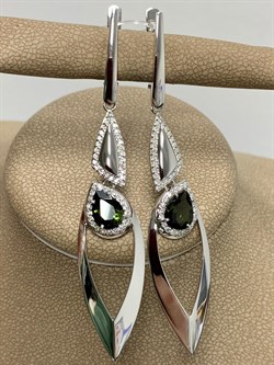 *Серьги Зеленый Турмалин цв Белое арт. 2-208185-00-18-125 вес 7,34 г - фото 183104 *Серьги Зеленый Турмалин цв Белое арт. 2-208185-00-18-125 вес 7,34 г - фото 183104