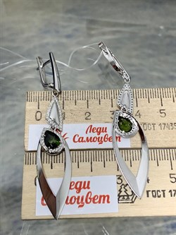 *Серьги Зеленый Турмалин цв Белое арт. 2-208185-00-18-125 вес 7,34 г - фото 183107 *Серьги Зеленый Турмалин цв Белое арт. 2-208185-00-18-125 вес 7,34 г - фото 183107