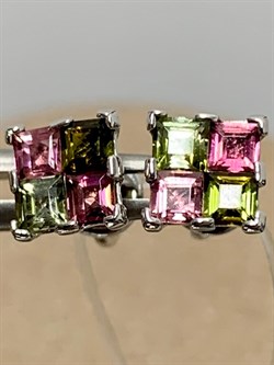 *Пусеты Турмалин цв Белое арт 2-202111-00-60-705 вес 1,56 г - фото 183146