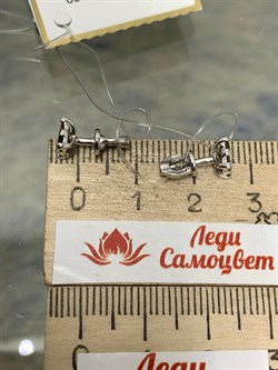 *Пусеты Турмалин цв Белое арт 2-202111-00-60-705 вес 1,56 г - фото 183148