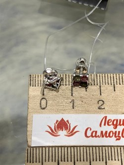 *Пусеты Турмалин цв Белое арт 2-202111-00-60-705 вес 1,56 г - фото 183150