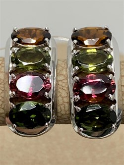 *Серьги Турмалин цв Белое арт 2-208217-00-60-719 вес 3,43 г - фото 183252