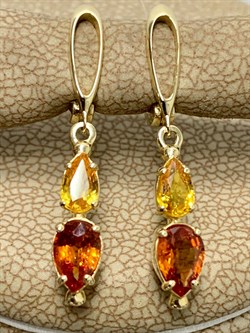 *Серьги Микс Желтый и Оранжевый Сапфир цв Лимонное арт. 925с-182 (вес 2,88 г) - фото 183256 *Серьги Микс Желтый и Оранжевый Сапфир цв Лимонное арт. 925с-182 (вес 2,88 г) - фото 183256