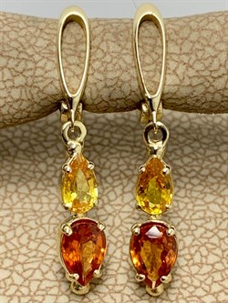*Серьги Микс Желтый и Оранжевый Сапфир цв Лимонное арт. 925с-182 (вес 2,88 г) - фото 183257 *Серьги Микс Желтый и Оранжевый Сапфир цв Лимонное арт. 925с-182 (вес 2,88 г) - фото 183257