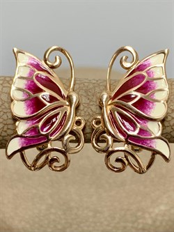 *Серьги Бабочки Эмаль цв Красное арт. 02-3545-00-000-1110-25-457 вес 2,91 г - фото 183791 *Серьги Бабочки Эмаль цв Красное арт. 02-3545-00-000-1110-25-457 вес 2,91 г - фото 183791