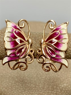 *Серьги Бабочки Эмаль цв Красное арт. 02-3545-00-000-1110-25-457 вес 2,91 г - фото 183792 *Серьги Бабочки Эмаль цв Красное арт. 02-3545-00-000-1110-25-457 вес 2,91 г - фото 183792