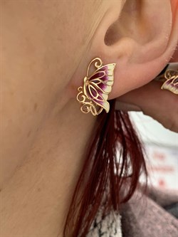 *Серьги Бабочки Эмаль цв Красное арт. 02-3545-00-000-1110-25-457 вес 2,91 г - фото 183793 *Серьги Бабочки Эмаль цв Красное арт. 02-3545-00-000-1110-25-457 вес 2,91 г - фото 183793