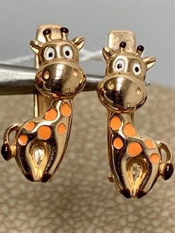 *Серьги Жирафы Эмаль цв Красное арт. 02-4034-00-000-1110-25-340 вес 1,55 г - фото 183906 *Серьги Жирафы Эмаль цв Красное арт. 02-4034-00-000-1110-25-340 вес 1,55 г - фото 183906