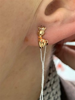 *Серьги Жирафы Эмаль цв Красное арт. 02-4034-00-000-1110-25-340 вес 1,55 г - фото 183909 *Серьги Жирафы Эмаль цв Красное арт. 02-4034-00-000-1110-25-340 вес 1,55 г - фото 183909