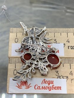 *Брошь-Кулон  Барбарис Марказит Сердолик Эмаль арт. HB763-716 вес 11,42 г - фото 184400 *Брошь-Кулон  Барбарис Марказит Сердолик Эмаль арт. HB763-716 вес 11,42 г - фото 184400