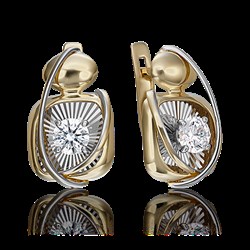 *Серьги Белый Фианит цв  Лимонное, Белое арт. 02-4277-00-501-1121-38-133 (вес 4,25 г) - фото 18454