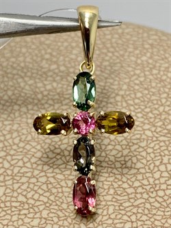 *Подвеска Микс Турмалин цв Лимонное арт 8-380288-00-60-813 вес 1,26 г - фото 184672