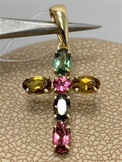 *Подвеска Микс Турмалин цв Лимонное арт 8-380288-00-60-813 вес 1,26 г - фото 184674