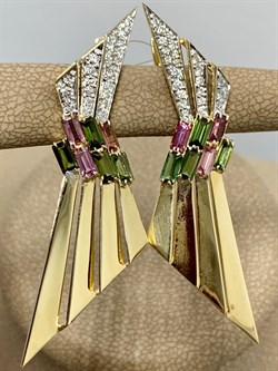 *Серьги Мадонна Микс Турмалин Лимонное арт 2-308132-00-60-880 вес 7,78 г - фото 184753