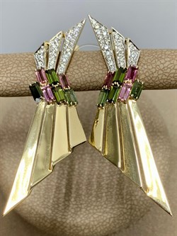 *Серьги Мадонна Микс Турмалин Лимонное арт 2-308132-00-60-880 вес 7,78 г - фото 184754