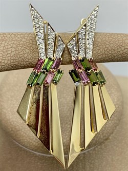 *Серьги Мадонна Микс Турмалин Лимонное арт 2-308132-00-60-880 вес 7,78 г - фото 184757