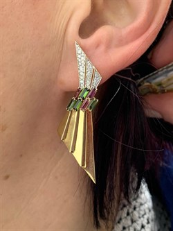 *Серьги Мадонна Микс Турмалин Лимонное арт 2-308132-00-60-880 вес 7,78 г - фото 184758