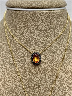 *Колье р.45-50 Спессартин цв Лимонное арт 6-360357-00-56-416 вес 2,88 г - фото 184861