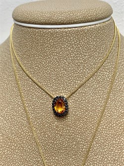 *Колье р.45-50 Спессартин цв Лимонное арт 6-360357-00-56-416 вес 2,88 г - фото 184862