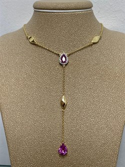 *Колье р.45-50 Розовый Сапфир цв Лимонное арт 6-360499-00-65-676 вес 6,62 г - фото 185214 *Колье р.45-50 Розовый Сапфир цв Лимонное арт 6-360499-00-65-676 вес 6,62 г - фото 185214