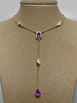 *Колье р.45-50 Розовый Сапфир цв Лимонное арт 6-360499-00-65-676 вес 6,62 г - фото 185216 *Колье р.45-50 Розовый Сапфир цв Лимонное арт 6-360499-00-65-676 вес 6,62 г - фото 185216