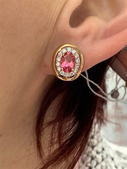 *Серьги Розовый Топаз цв Красное арт. 20330086-710 вес 3,96 г - фото 185456 *Серьги Розовый Топаз цв Красное арт. 20330086-710 вес 3,96 г - фото 185456