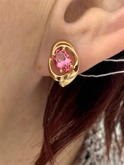 *Серьги Розовый Топаз цв Красное арт. 20330579-712 вес 3,91 г - фото 185481