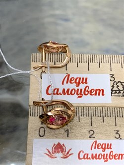 *Серьги Розовый Топаз цв Красное арт. 20330579-712 вес 3,91 г - фото 185484