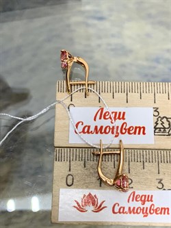 *Серьги Розовый Топаз цв Красное арт. 20310097-729 вес 2,86 г - фото 185491