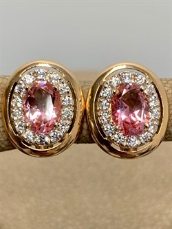 *Серьги Розовый Топаз цв Красное арт. 2310086-217 вес 3,9 г - фото 185508