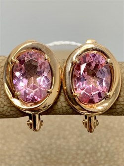 *Серьги Розовый Топаз цв Красное арт. 2330239-124 вес 3,76 г - фото 185511