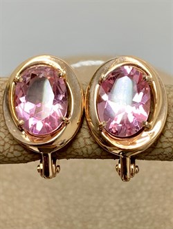 *Серьги Розовый Топаз цв Красное арт. 2330239-124 вес 3,76 г - фото 185512