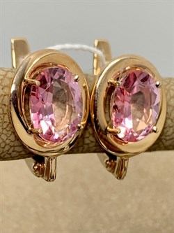 *Серьги Розовый Топаз цв Красное арт. 2330239-124 вес 3,76 г - фото 185513