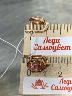 *Серьги Розовый Топаз цв Красное арт. 2330239-124 вес 3,76 г - фото 185519