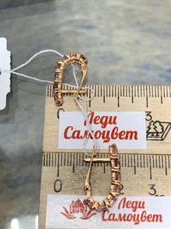 *Серьги Розовый Топаз цв Красное арт. 20351007-342 вес 3,66 г - фото 185526 *Серьги Розовый Топаз цв Красное арт. 20351007-342 вес 3,66 г - фото 185526