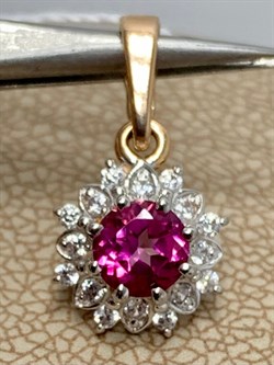 *Подвеска Розовый Топаз цв Красное арт. 30990683-227 вес 1,08 г - фото 185578