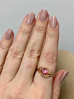 *Кольцо р.18 Розовый Топаз цв Красное арт. 10930579-221 вес 2,32 г - фото 185589