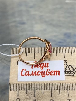 *Кольцо р.18 Розовый Топаз цв Красное арт. 10930579-221 вес 2,32 г - фото 185592