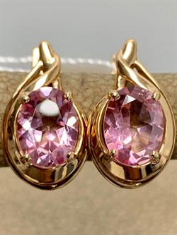 *Серьги Розовый Топаз цв Красное арт. 2310269-454 вес 3,78 г - фото 185604