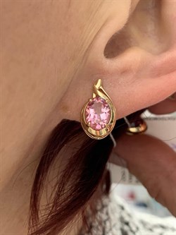 *Серьги Розовый Топаз цв Красное арт. 2310269-454 вес 3,78 г - фото 185605