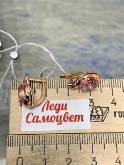 *Серьги Розовый Топаз цв Красное арт. 2310269-454 вес 3,78 г - фото 185607